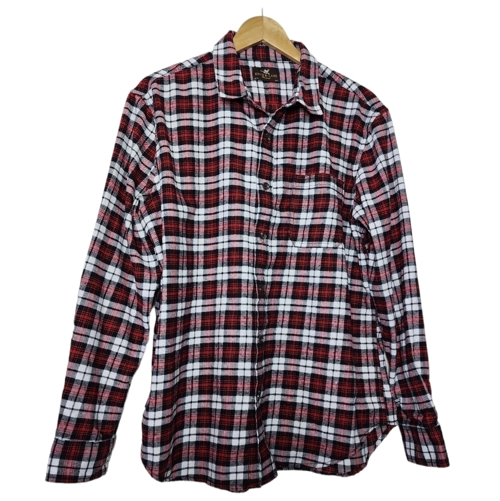 Knox Lane Red Button Down Plaid Flannel Men's Shirt Size L